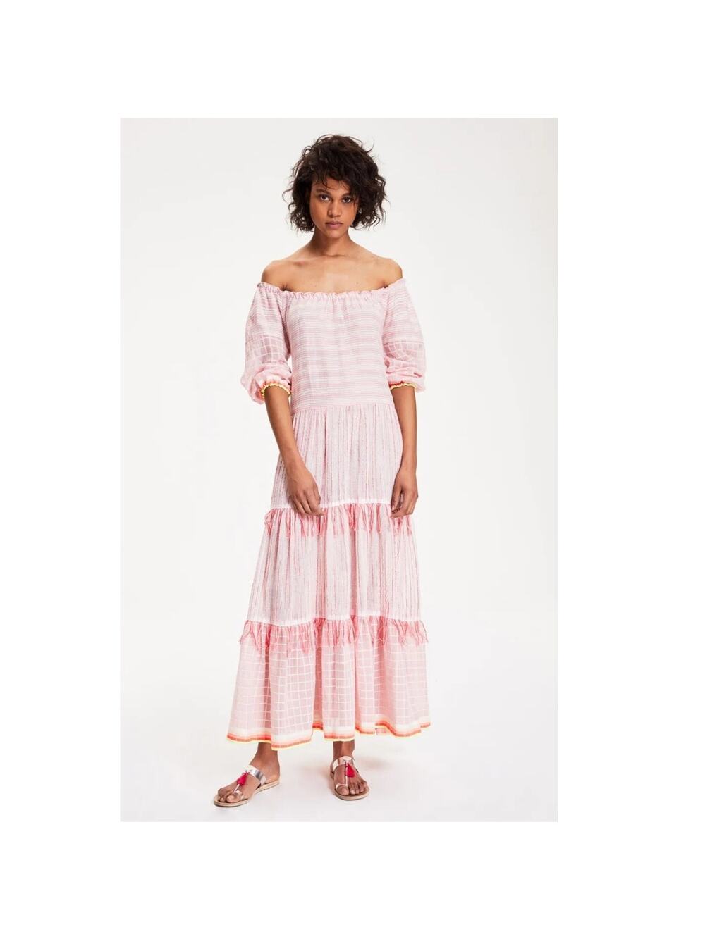 LEMLEM sz s Tiki Long Tier Off The Shoulder Dress Sundress